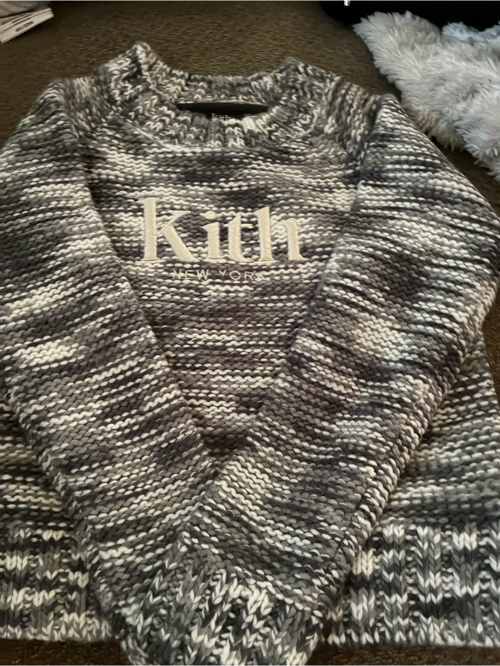 Kith Gray Marled Logo Knit Sweater